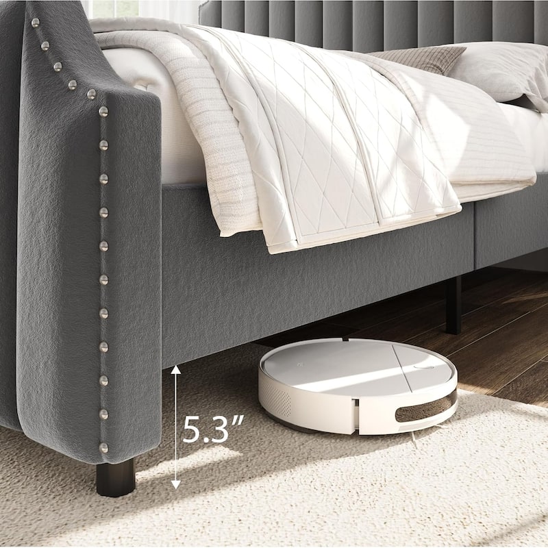 Bed Frame with 50.2" Headboard, Upholstered Platform
