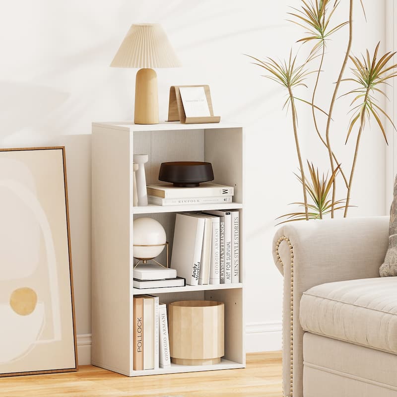 Gymax 3-Tier Cube Bookcase Modern Open Bookshelf w/ Adjustable Shelves - See Details