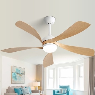 45 Inch / 52 Inch White Ceiling Fan with Dimmable LED Light and Remote, 6-Speed Reversible DC Motor, ABS Blades