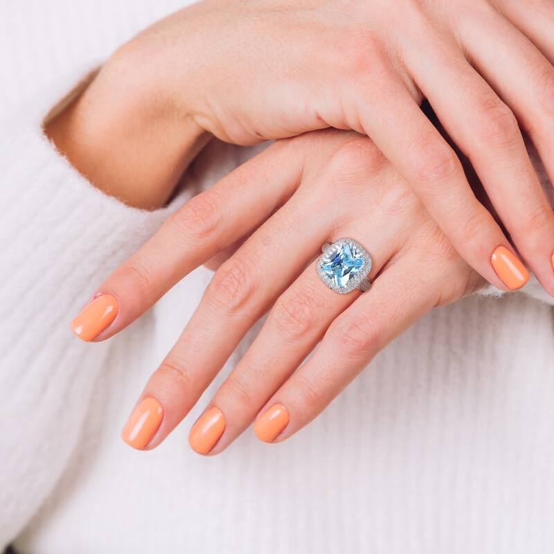 Miadora 13 5/8ct TGW Light Blue Pastel & White Cubic Zirconia Ring in Sterling Silver