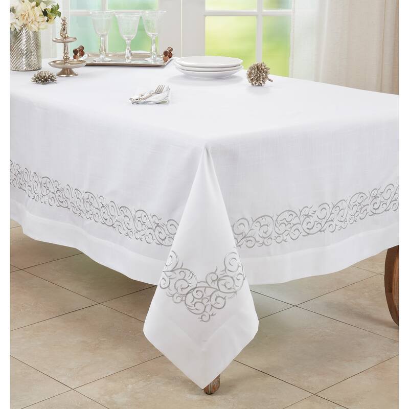 Embroidered Design Scroll Tablecloth