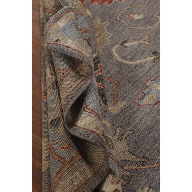 Hand Knotted Oriental 100% Wool Carpet Transitional All-Over Greys & Charcoal Oushak Area Rug - 9' 9'' X 8' 1''