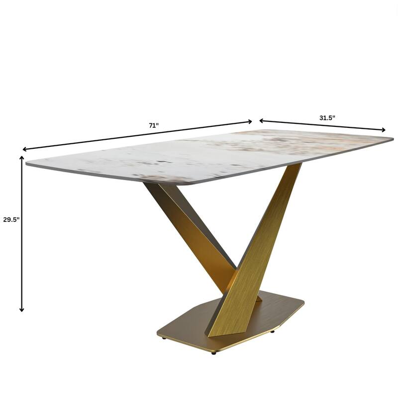 Voren Dining Table with Rectangular Top and Stainless Steel Base