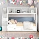preview thumbnail 2 of 9, Elegant Twin over Full Bunk Bed with Shelfs, Storage Staircase and 2 Drawers