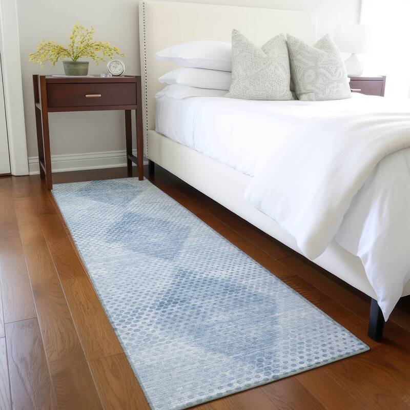 Machine Washable Indoor/ Outdoor Modern Diamonds Chantille Rug