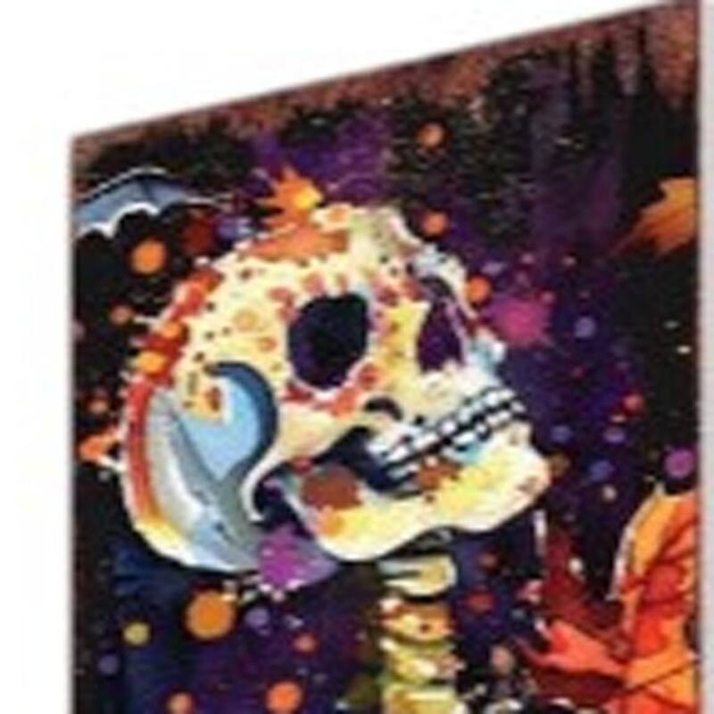 HomeRoots 42" Black Red And Purple Solid Wood Halloween Skeleton Garden Stake