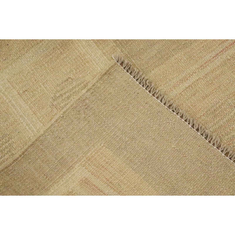 Hand Woven Oriental 100% Wool Carpet Southwestern Tribal Yellow & Gold Kilim Area Rug - 8' 8'' X 6' 1''
