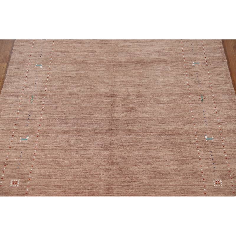 Hand Knotted Oriental 100% Wool Carpet Tribal Animal Pictorial Brown Gabbeh Area Rug - 7' 9'' X 4' 11''