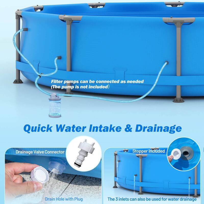 Costway 1617 Gal Outdoor Family Swimming Pool with Metal Frame - See Details