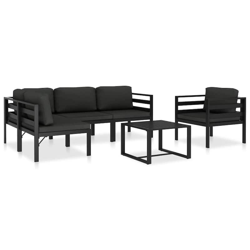 vidaXL Patio Lounge Set Outdoor Sectional Sofa Set Table Aluminum Anthracite - 27.6" x 27.6" x 25.4" - Anthracite 6 Piece