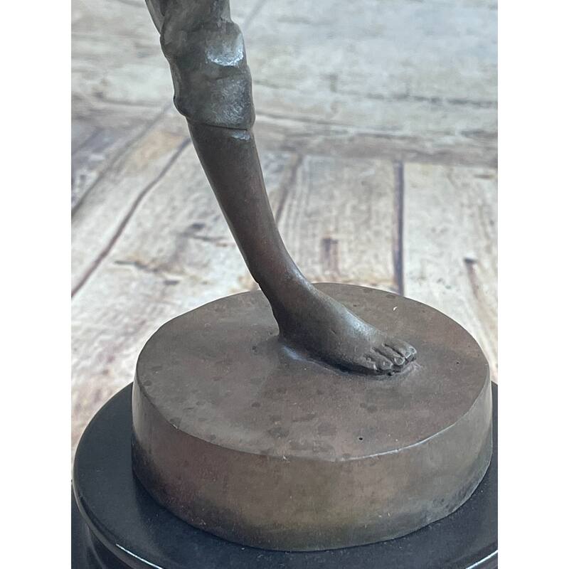 Hot Cast Bronze Ballerina Dancer Girl Sculpture By Aldo Vitaleh On Marble Base