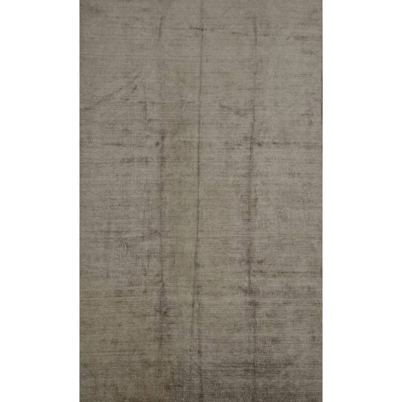 Hand Knotted Oriental Silk Carpet Tribal Contemporary Greys & Charcoal Gabbeh Area Rug - 12' 11'' X 9' 5''
