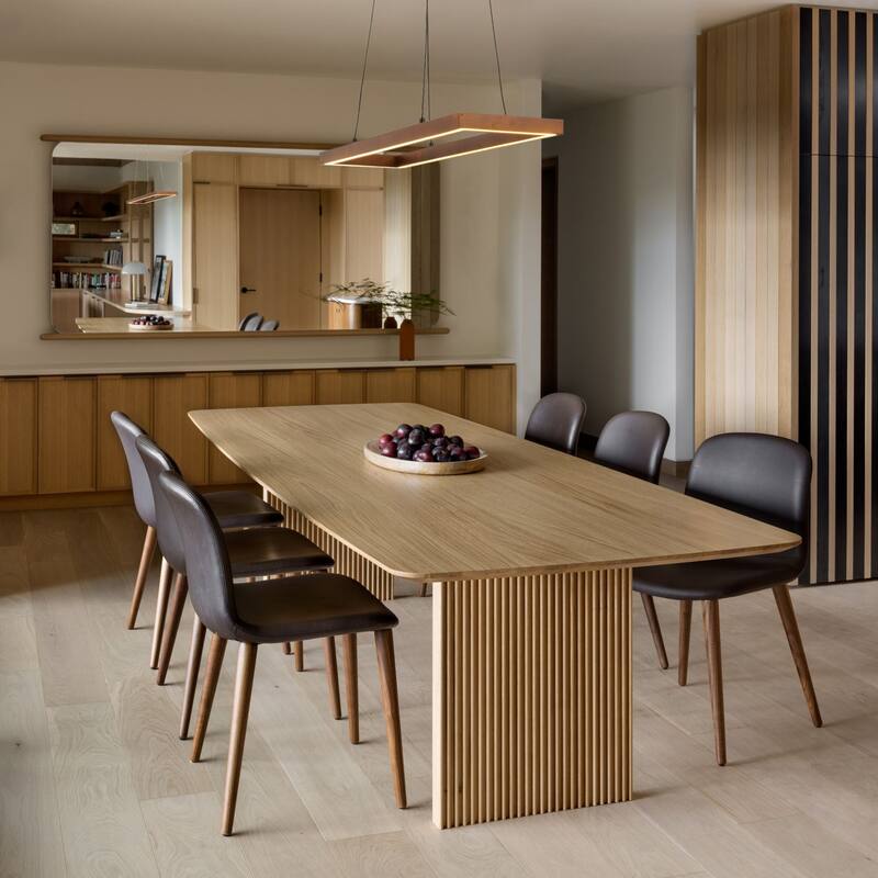 1-Light Farmhouse Walnut Oak Hollow LED Pendant Light for Dining Room - 32.2 in. W x 8.5 in. D x 1.8 in. H