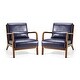 preview thumbnail 22 of 33, Glitzhome Set of 2 30-Inch Mid-Century Modern PU Leather Accent Armchairs with Rubberwood Frame