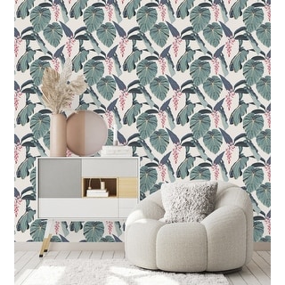 Large Leaves Wallpaper Peel and Stick and Prepasted - Bed Bath & Beyond ...