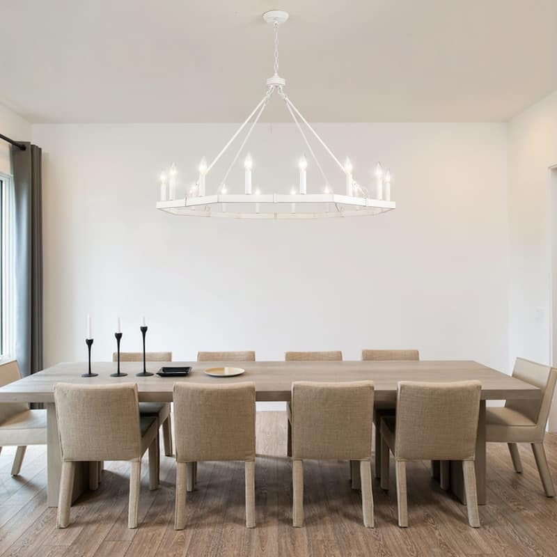 16-Light 43 in. Large Modern Farmhouse Candle Wagon Wheel Chandelier for Living Room