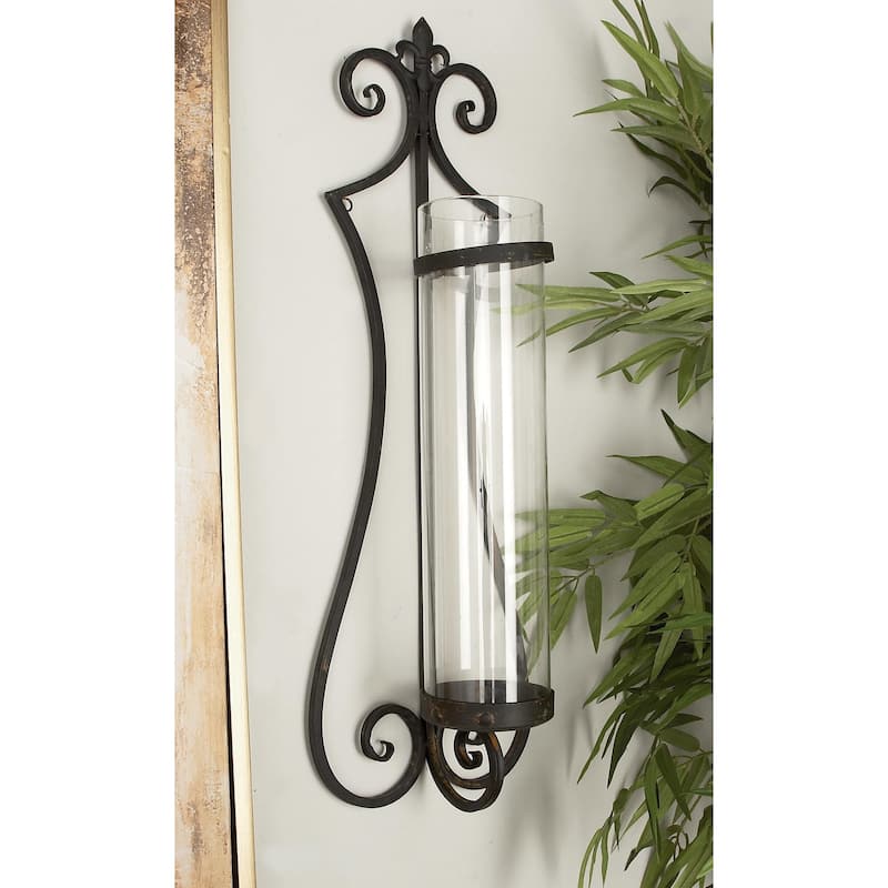 Metal Single Candle Wall Sconce - Black - Roche River Decor