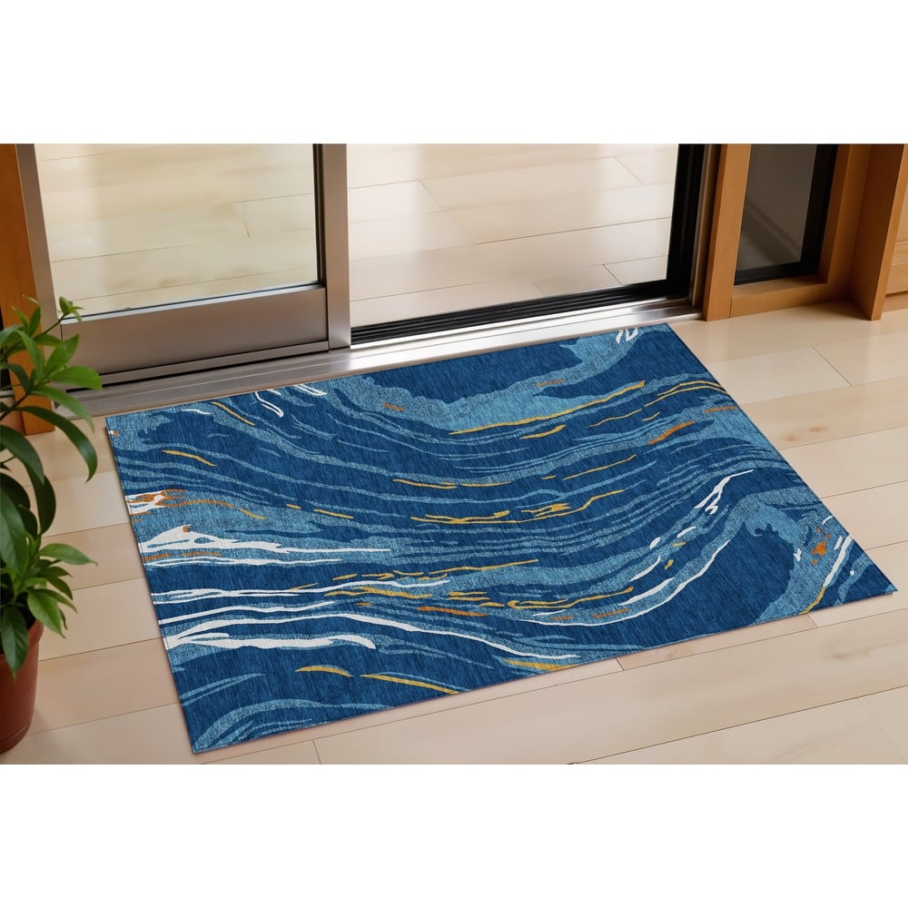 HomeRoots Abstract Transitional Rectangle Outdoor Rug