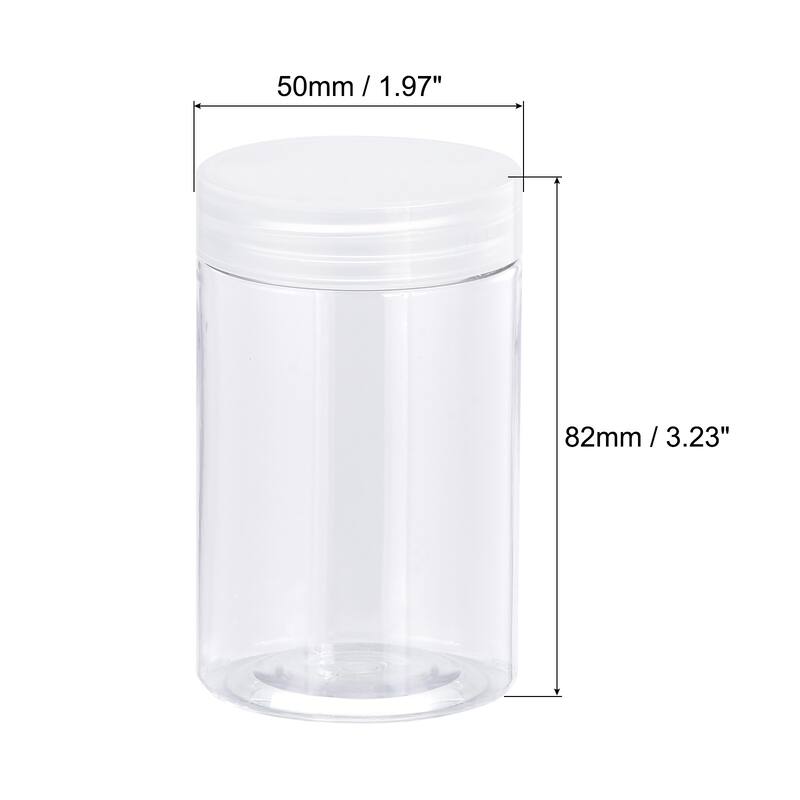Round Plastic Jars with Transparent Screw Top Lid, 4Pcs