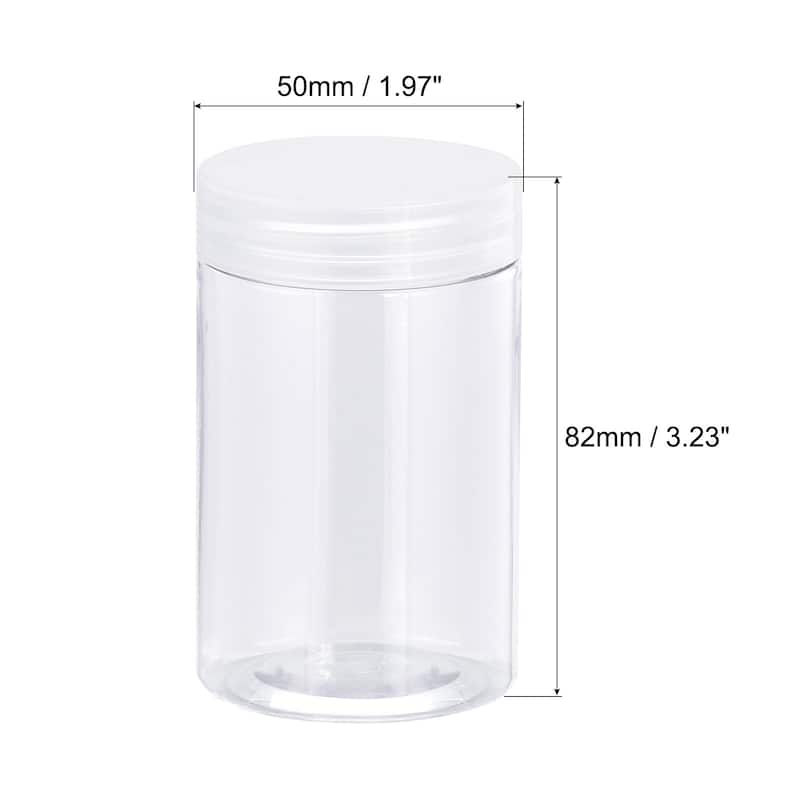 Round Plastic Jars with Transparent Screw Top Lid, 8Pcs