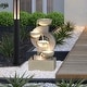 preview thumbnail 2 of 9, Grey Curves and Cascading Bowls Resin Outdoor Fountain with LED Lights