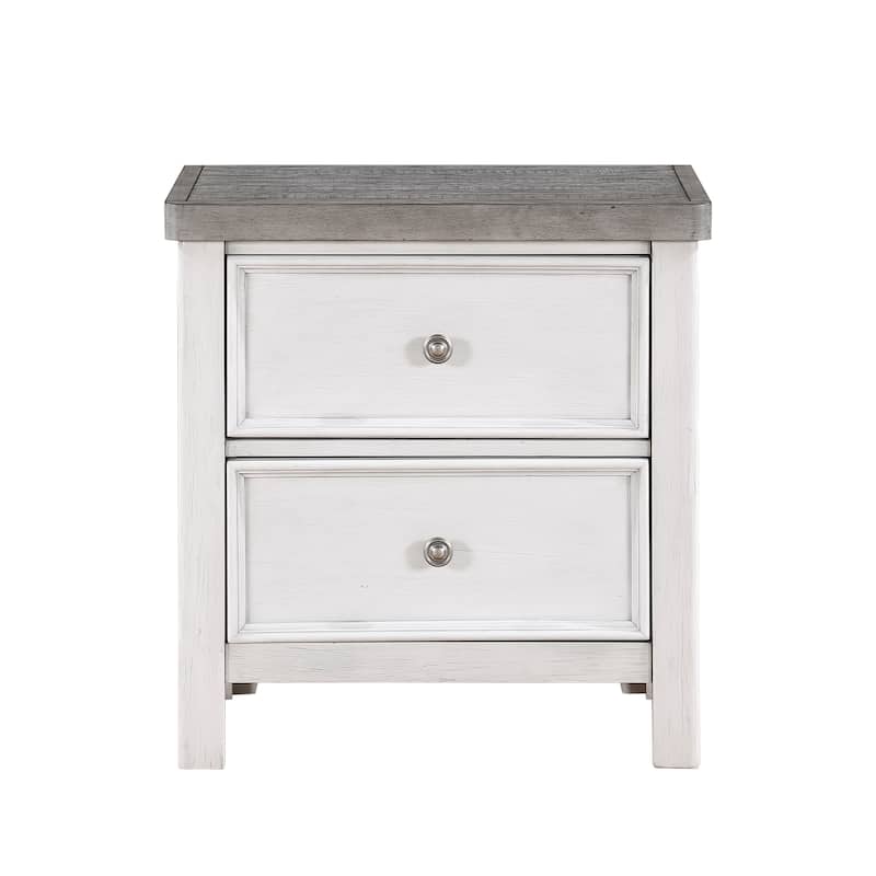 1pc Bedroom Nightstand of 2 Drawers - Antique Gray,Antique White