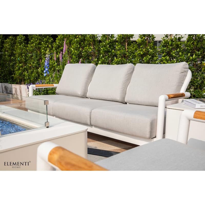 Elementi Santorini Outdoor Aluminum 3-Seat Sofa with Sunbrella® Cushions