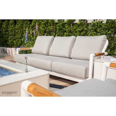 Elementi Santorini Outdoor Aluminum 3-Seat Sofa with Sunbrella® Cushions
