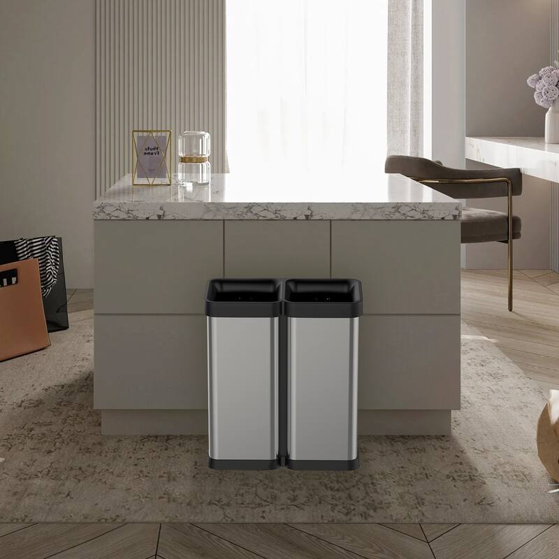 Dual Trash Can, Open Top Waste Bins