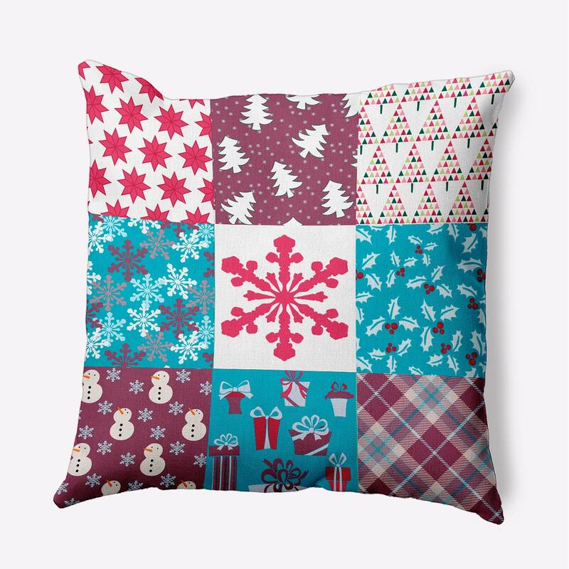 Quilted Christmas Accent Pillow - 16" x 16" - Turquoise
