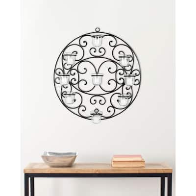 SAFAVIEH Begie Circ Candle Holder Wall Sconce - 23.6" x 3.9" x 23.6" - 24Wx4Dx24H