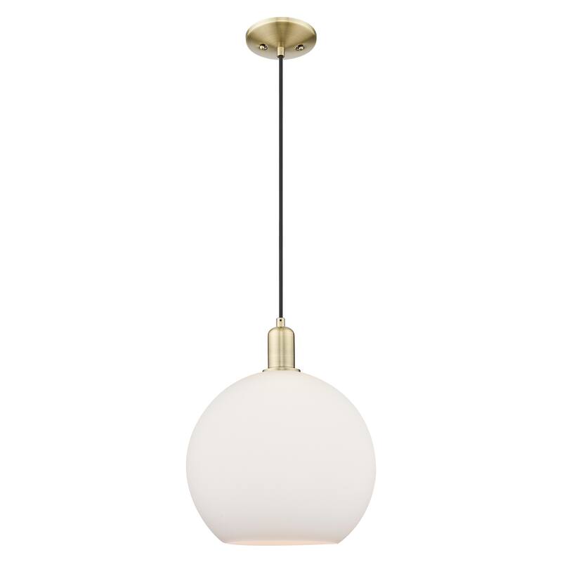 Innovations Lighting Endless Possibilities Arcadia - Athens - 1 Light 12" Cord Hung Mini Pendant - Antique Brass/Matte White