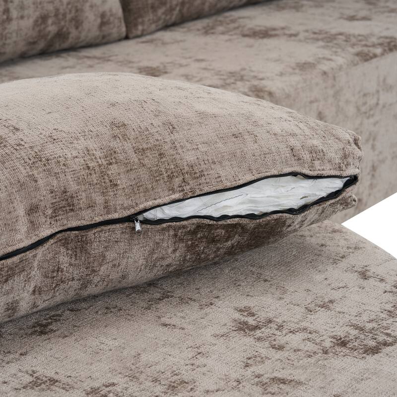 Christopher Knight Home - Cami 140.5" Chenille Upholstered U-shaped Modular Compressed Sectional Sofa with Pillows