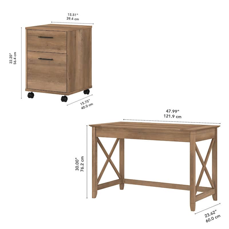 Key West 48W Writing Desk with Mobile File Cabinet by Bush Furniture