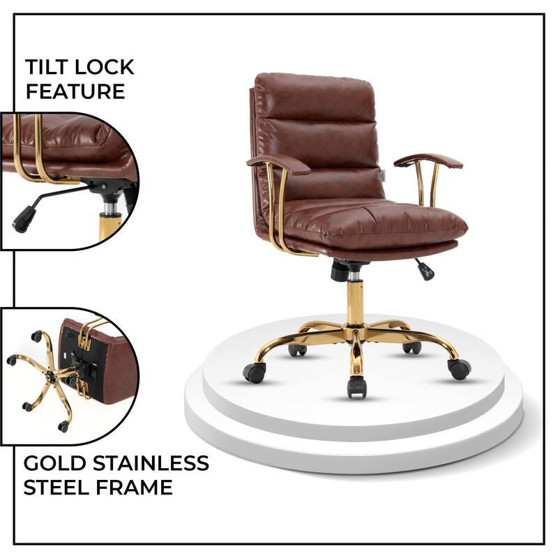 Regina Modern Executive Adjustable Office Chair Padded Leather with Tilt & 360° Swivel for Home Office Conference Work