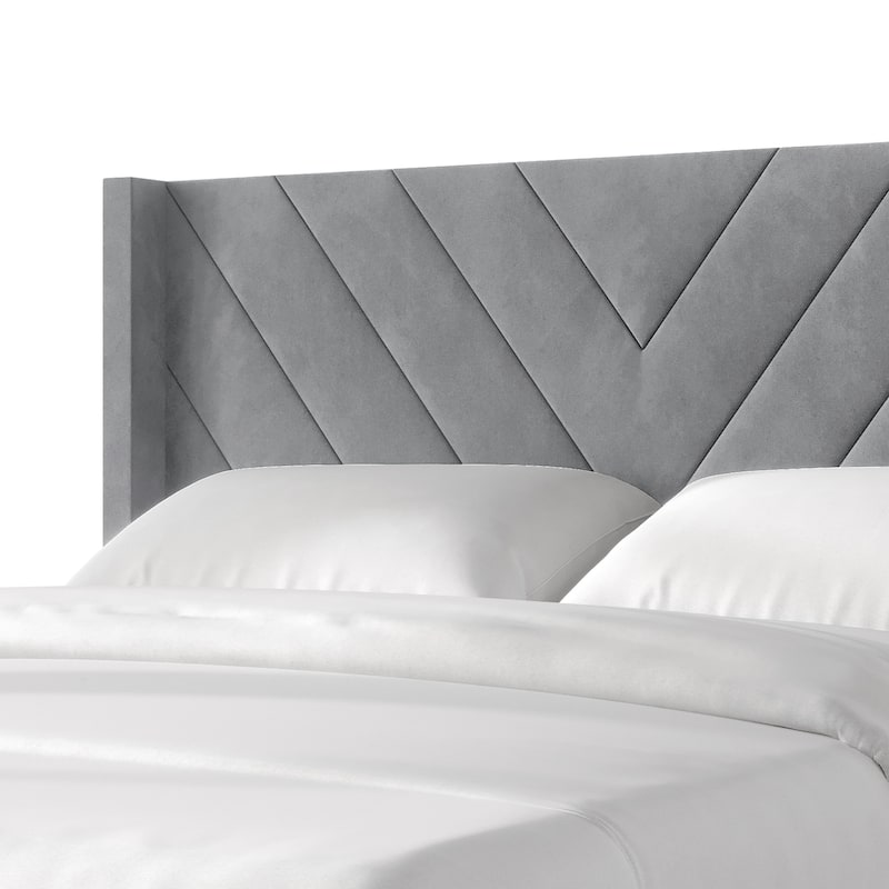 CraftPorch Sophisticated Wingback Upholstered Velvet Bed