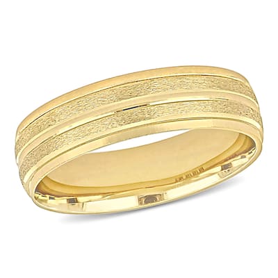 Miadora 6mm Double Row Textured Wedding Band in 14k Yellow Gold