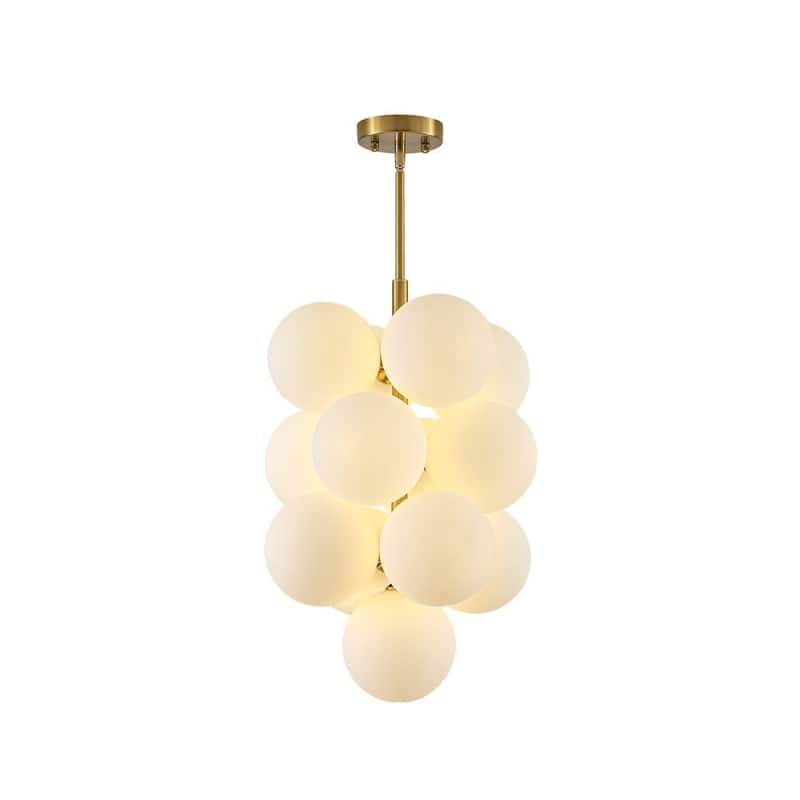 Classic Glam 13-Light White Frosted Grape Glass Stacked Chandelier - 15.7 in