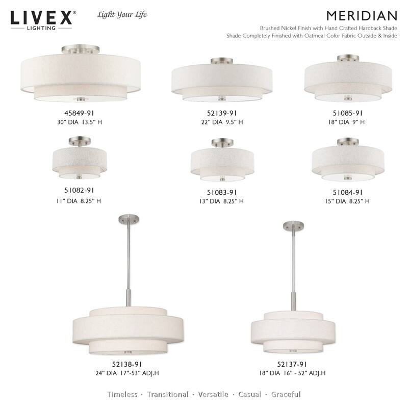 Livex Lighting 2-light Fabric Shade Flush Mount, 51083-92, 51083-91