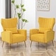 preview thumbnail 1 of 4, HOMYKA Accent Chair Upholstered Velvet Wingback Armchair Set of 2 Yellow