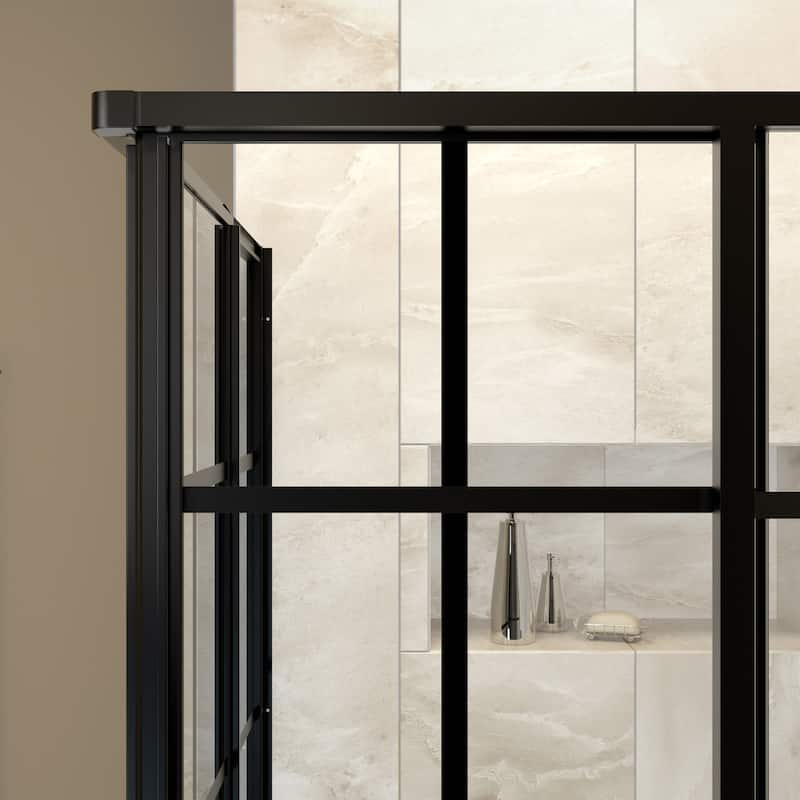 DreamLine French Corner 42 in. D x 42 in. W x 74 3/4 in. H Framed Sliding Shower Enclosure and Shower Base Kit - 42" x 42"