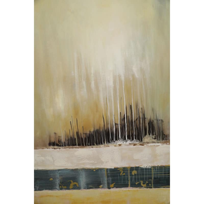 Golden Horizon Hand Painted Abstract Oil Canvas Wall Art 31x47 Inches
