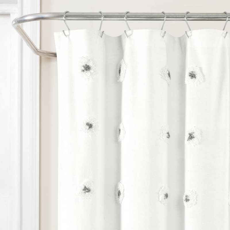 Lush Decor Boho Circle Tufted Yarn Dyed Eco-Friendly Recycled Cotton Shower Curtain Single