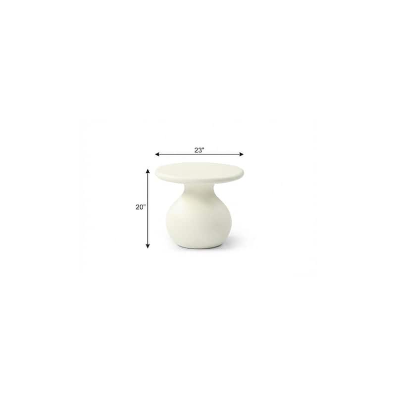 HomeRoots 20" Beige Fiber Glass Round Curvaceous Pedestal End Table - 23.00 in. x 20.00 in. x 23.00 in.