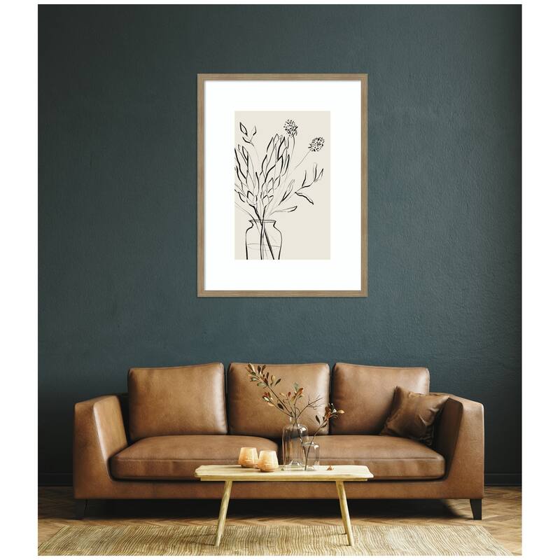 Kate and Laurel SB Protea Sketch No. 2 by Sara Berrenson Framed Wall Art Print