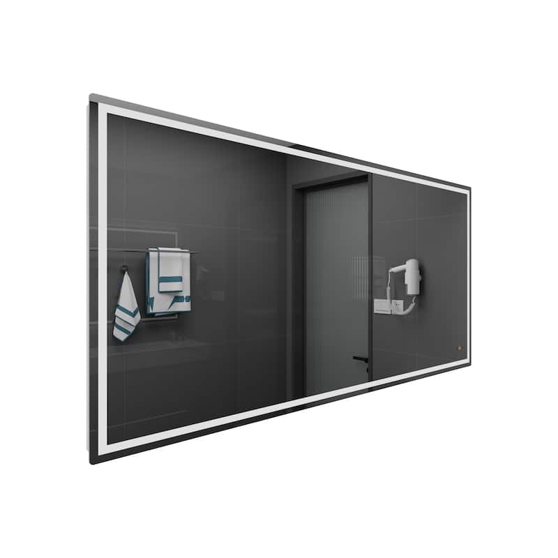 CB HOME Gesture Control Smart LED Mirror Bathroom, Lighted Wall Mounted Mirror, Dimmable, Frameless,Three Color,Front&BackLit