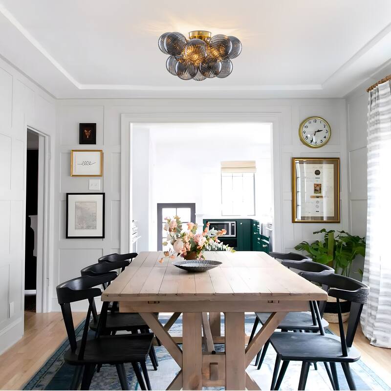 Starsky 3-Light 18in. Contemporary Glass Bubble Semi Flush Mount