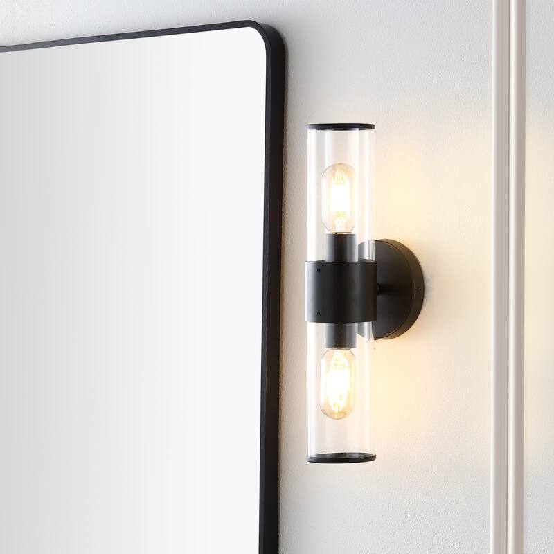 Cillian 15.5" 2-Light Mid-Century Modern Iron/Acrylic LED Sconce, by JONATHAN Y