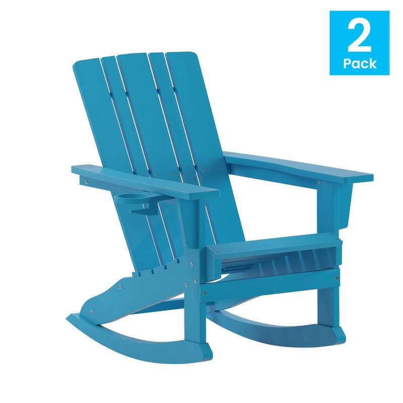 All-Weather Rocking Adirondack Chair with Swiveling Cupholder