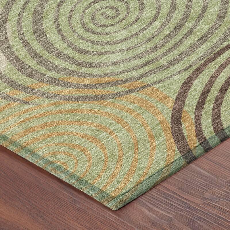 Machine Washable Indoor/ Outdoor Contemporary Swirls Chantille Rug